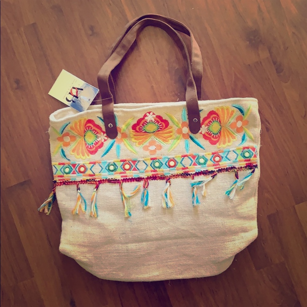 Multicolored floral handbag
